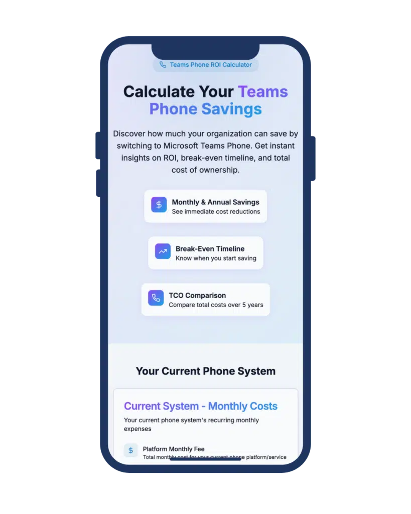Microsoft Teams Phone ROI Calculator