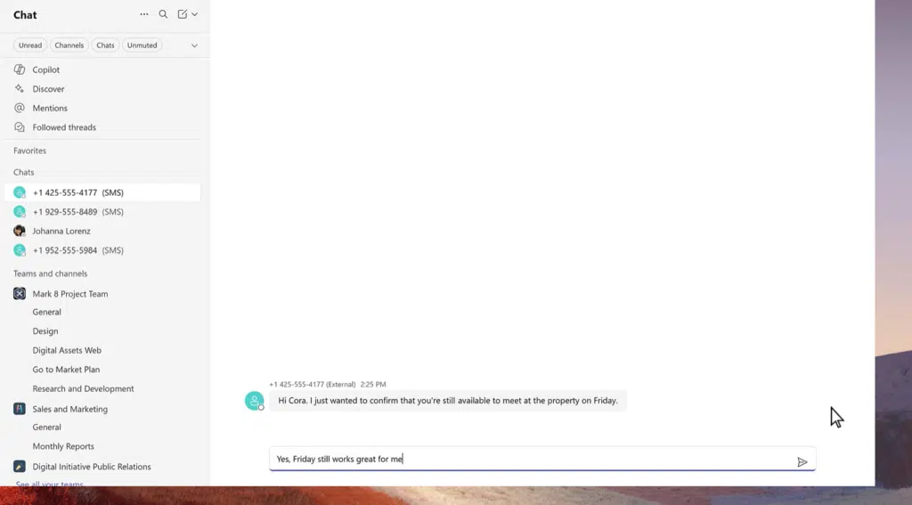 Native SMS in Microsoft Teams Native SMS in Microsoft Teams
