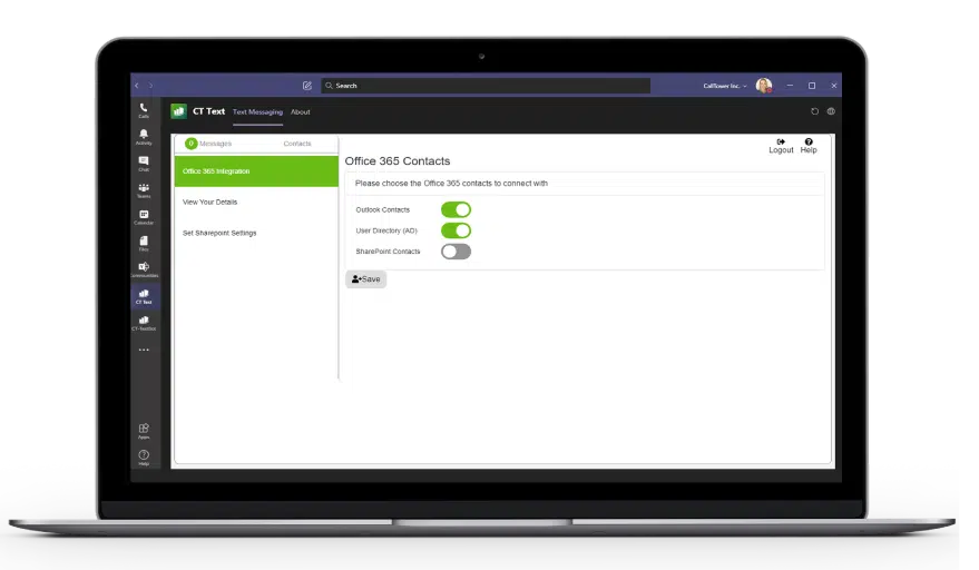 CallTower SMS for Microsoft Teams CallTower SMS for Microsoft Teams
