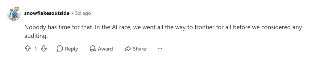 Reddit post showing how busy IT admins are with optimizing for AI