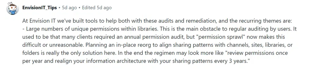 Reddit post detailing a new theory called permission sprawl